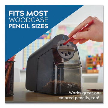 X-ACTO® Model 1670 School Pro Classroom Electric Pencil Sharpener, Ac-powered, 4 X 7.5 X 7.5, Black-gray-smoke freeshipping - TVN Wholesale